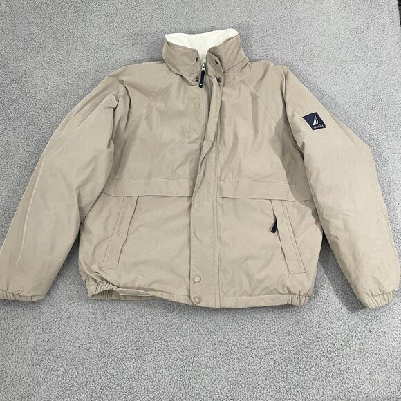 Nautica Other - Nautica Fleece Lined Bomber Jacket Men XL Tan Windbreaker Full Zip